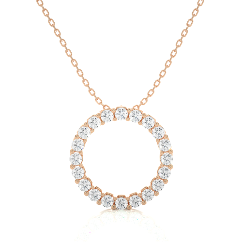 Lunar eternity diamond pendant with chain - Rose Gold