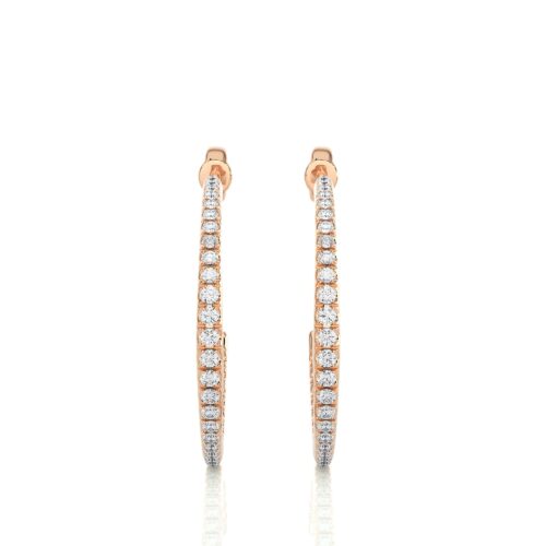 Classic diamond hoop earrings  - Rose Gold