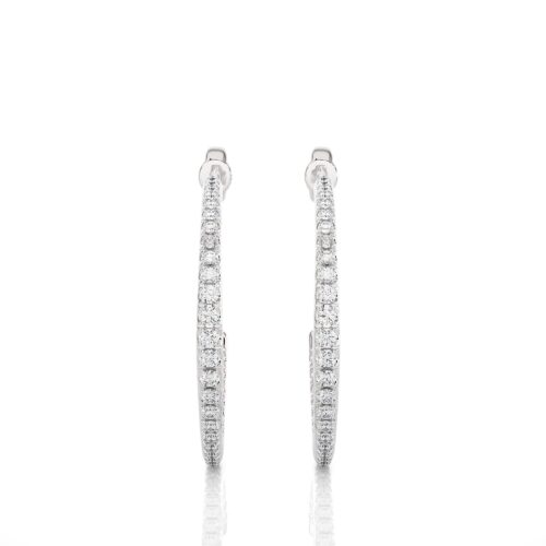 Classic diamond hoop earrings  - White Gold