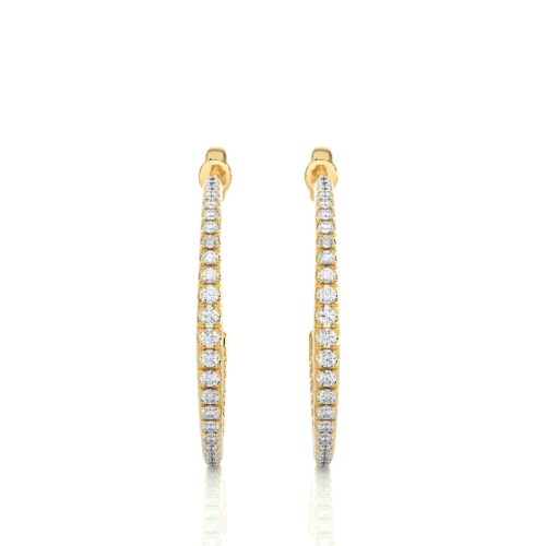 Classic diamond hoop earrings   - Yellow Gold