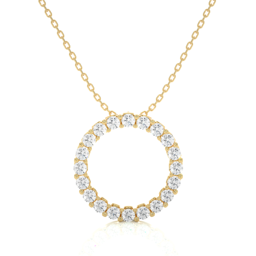 Lunar eternity diamond pendant with chain - Yellow Gold