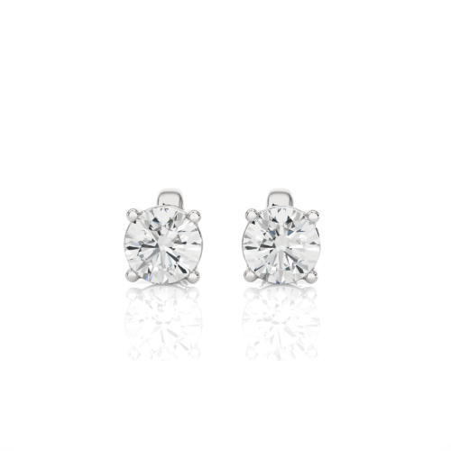 Single solitaire earrings    - White Gold