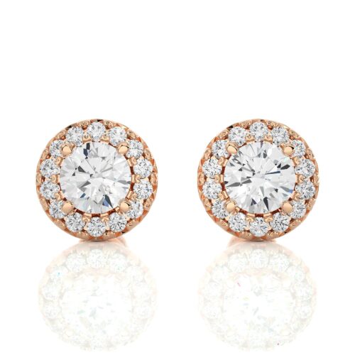 Classic solitaire diamond earrings   - Rose Gold