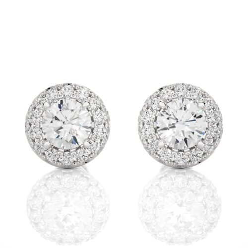 Classic solitaire diamond earrings   - White Gold