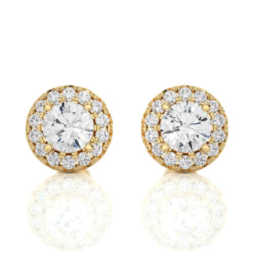 Classic solitaire diamond earrings   - Yellow Gold