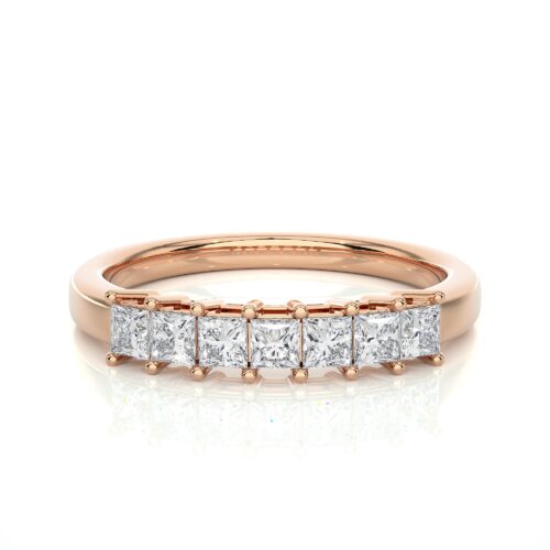 Princess cut diamond band ring  - Rose Gold