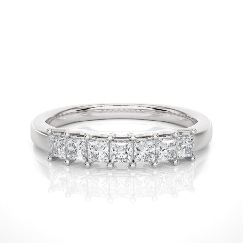 Princess cut diamond band ring  - White Gold