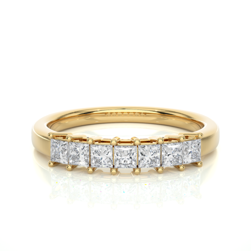 Princess cut diamond band ring - Yellow Gold