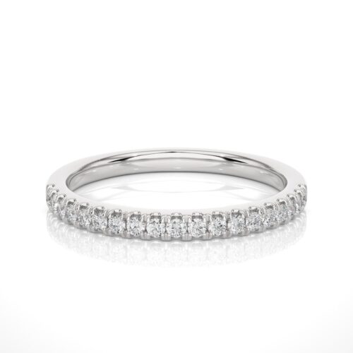 Single row minimal dfiamond band ring  - White Gold