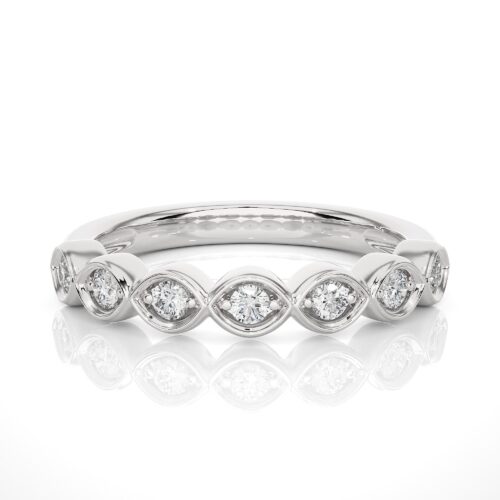 Marquise style diamond band ring  - White Gold