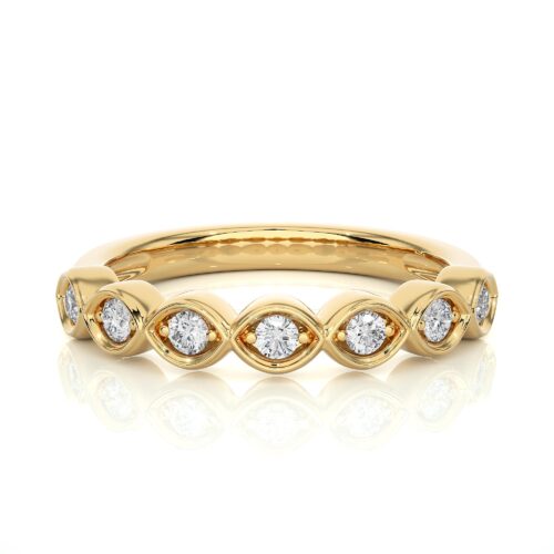 Marquise style diamond band ring - Yellow Gold