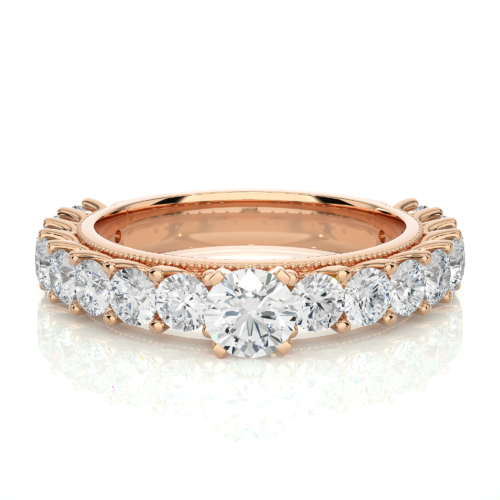 Minimal solitaire diamond band ring - Rose Gold