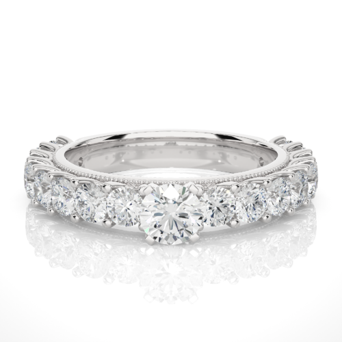 Minimal solitaire diamond band ring - White Gold