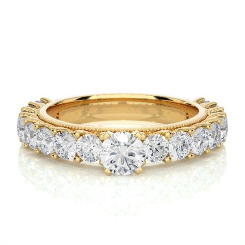 Minimal solitaire diamond band ring - Yellow Gold